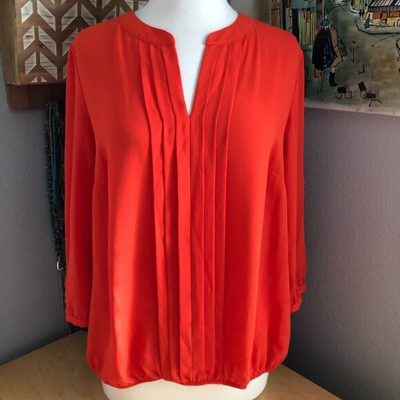 Collection Debenhams Pleated Orange Blouson Blouse size 12 - Picture 2 of 9